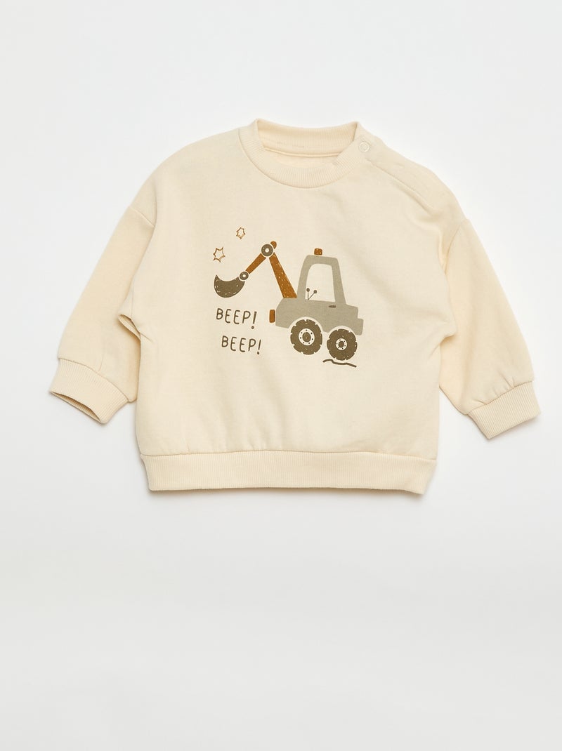 Twee setjes - Katoenen trui + broek Wit - Kiabi