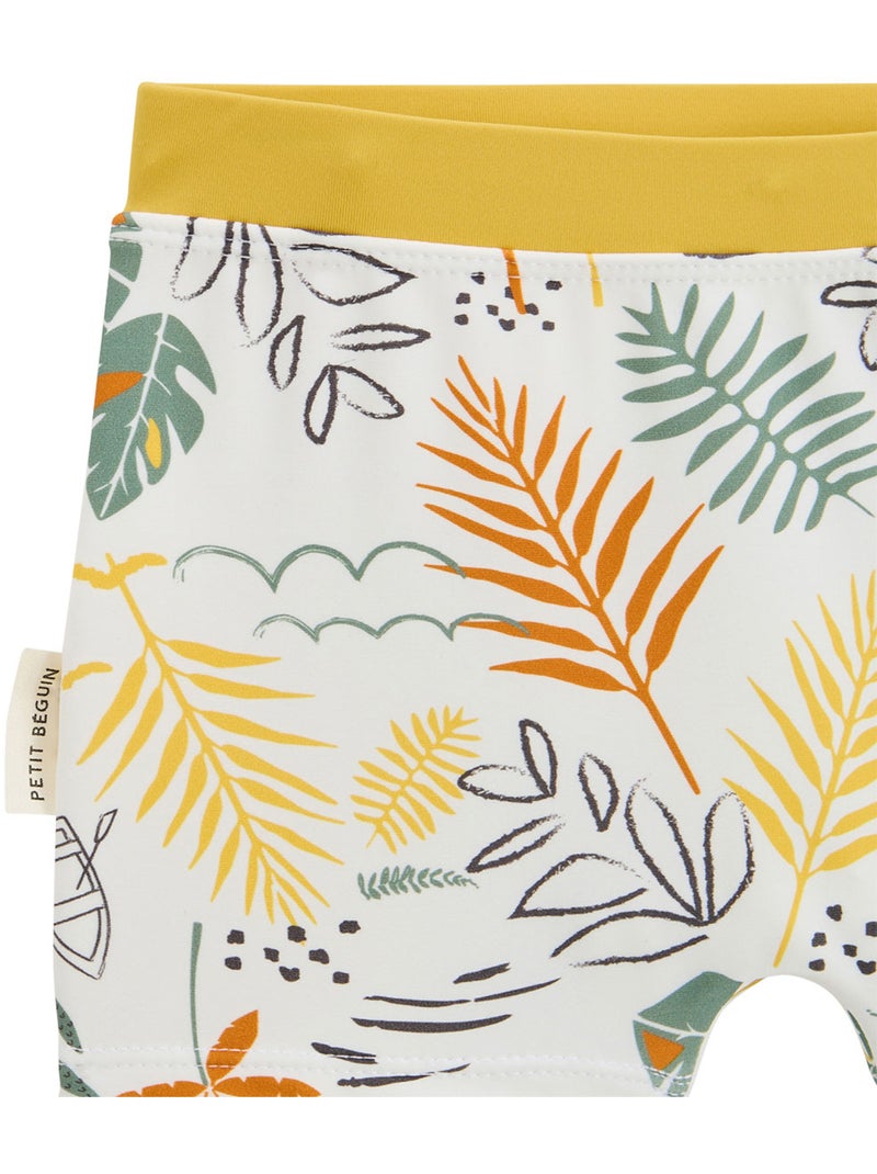 Tweedelig babyzwempakje, UV-beschermend T-shirt en Baroudeur boxershort Geel - Kiabi