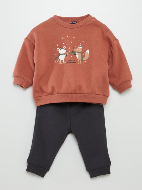 Tweedelig setje - Sweater + broek met print - Kiabi