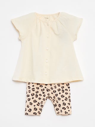 Tweedelig setje: T-shirt + legging met print