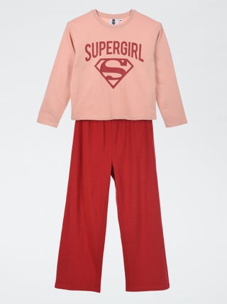 Tweedelige, DC Comics-pyjama - T-shirt + broek met Supergirl-print - 2-delig