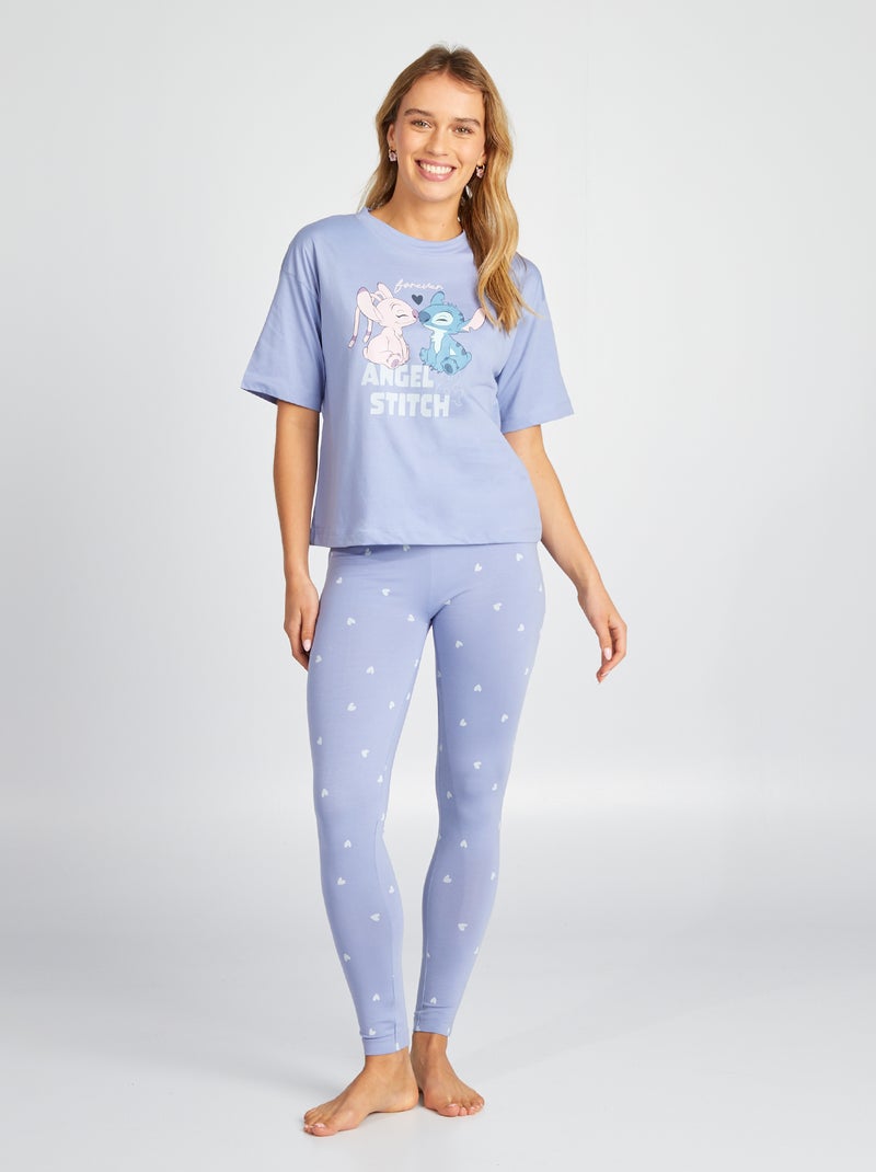 Tweedelige Disney-pyjama met Stitch-print - 2-delig BLAUW - Kiabi