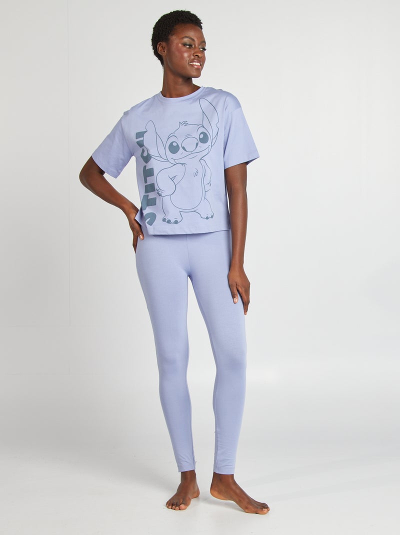 Tweedelige Disney-pyjama met Stitch-print - 2-delig BLAUW - Kiabi