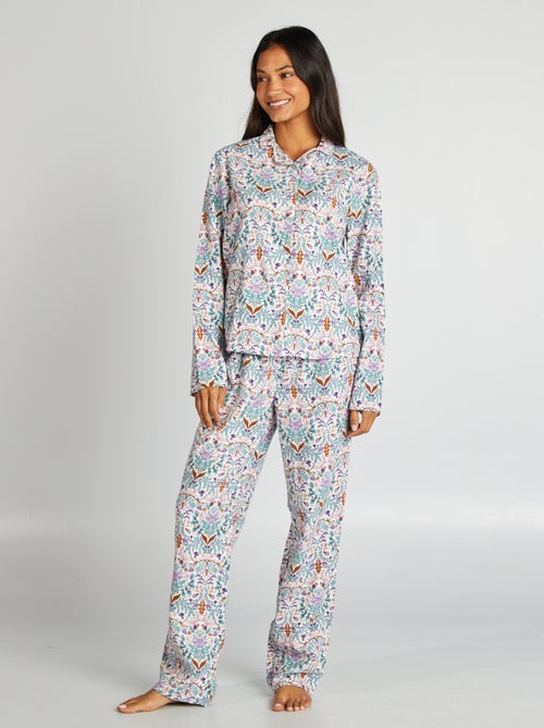 Tweedelige flanellen pyjama met print - Kiabi