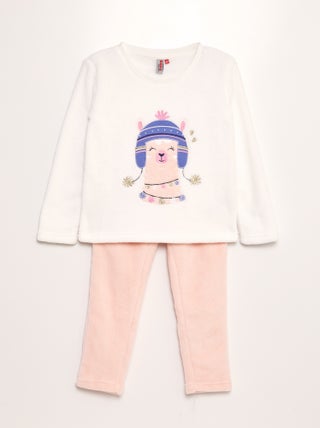 Tweedelige fleece pyjama met lamamotief