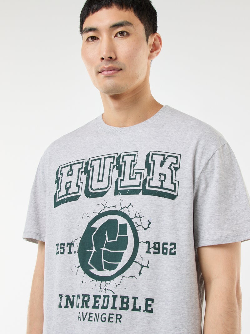 Tweedelige, katoenen Marvel-pyjama met De Hulk-print Grijs - Kiabi