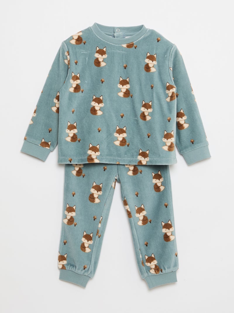 Tweedelige, katoenen pyjama Blauw - Kiabi