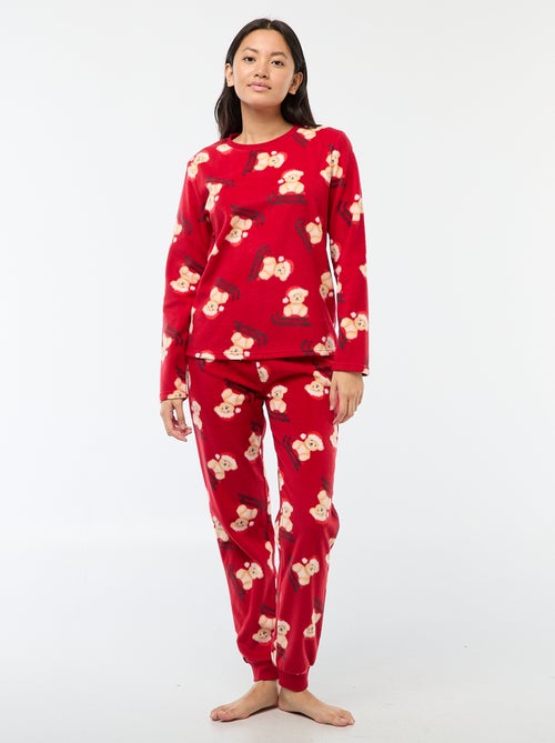 Tweedelige kerstpyjama van microfleece - Kiabi