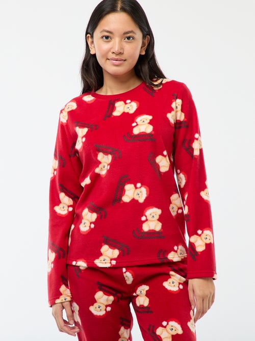 Tweedelige kerstpyjama van microfleece - Kiabi