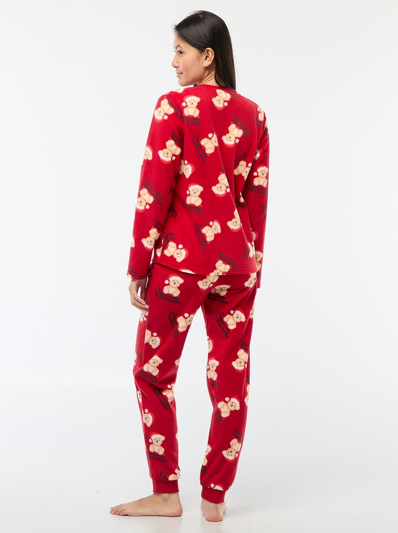 Tweedelige kerstpyjama van microfleece Rood - Kiabi