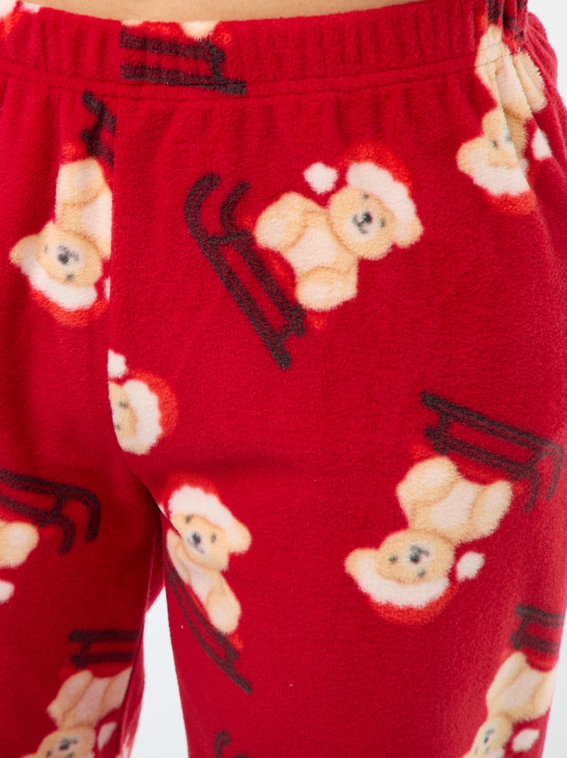 Tweedelige kerstpyjama van microfleece Rood - Kiabi