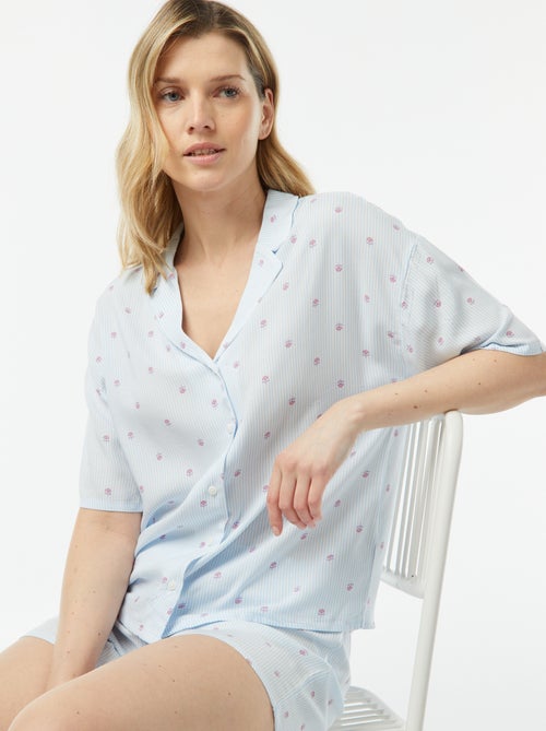 Tweedelige korte pyjama - Blouse + broek met print - Kiabi
