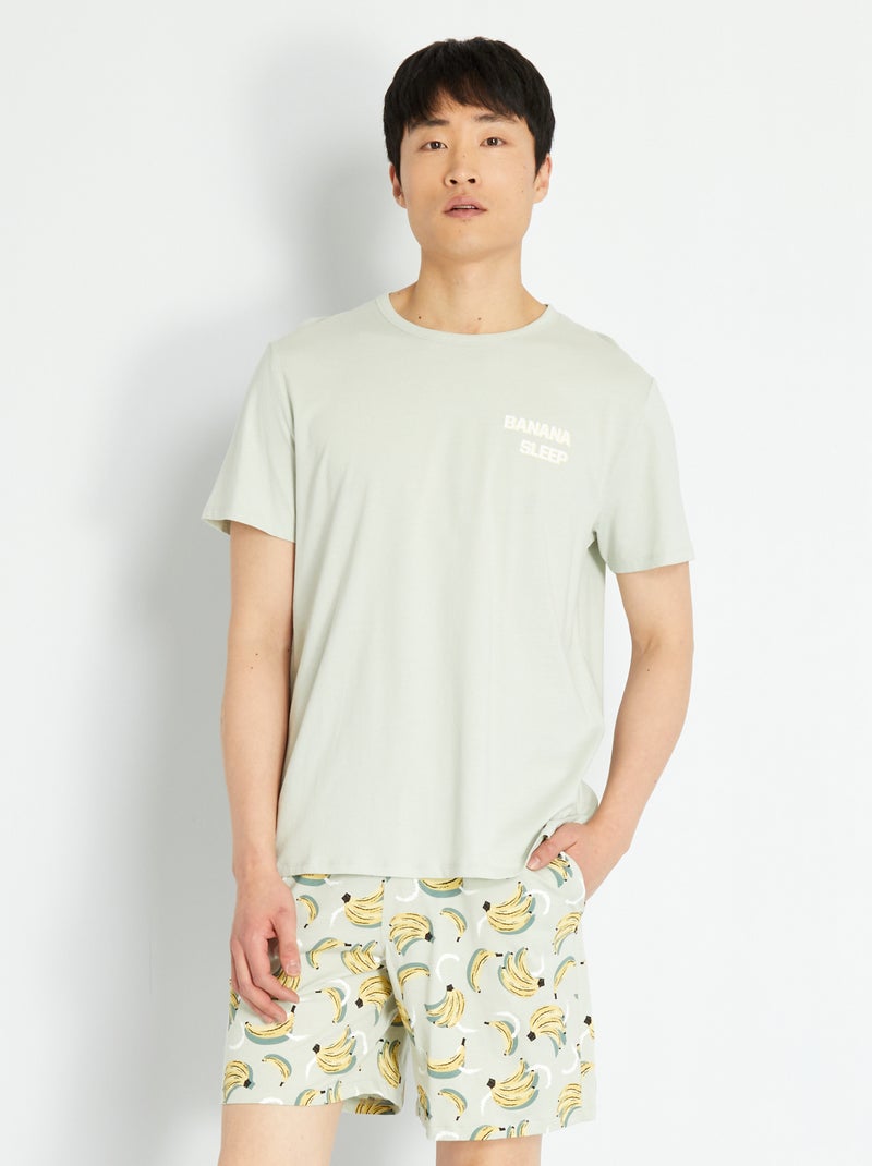 Tweedelige, korte pyjama met banaan GRIJS - Kiabi