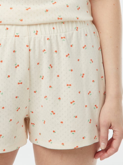 Tweedelige korte pyjama met fijn ajourmotiefje - Kiabi