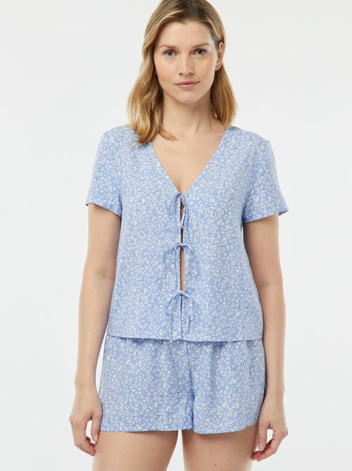 Tweedelige korte pyjama met geknoopt T-shirt - Kiabi