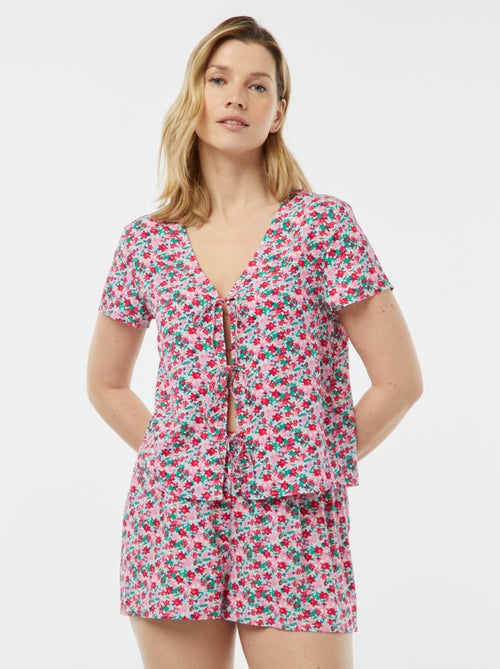 Tweedelige korte pyjama met geknoopt T-shirt - Kiabi