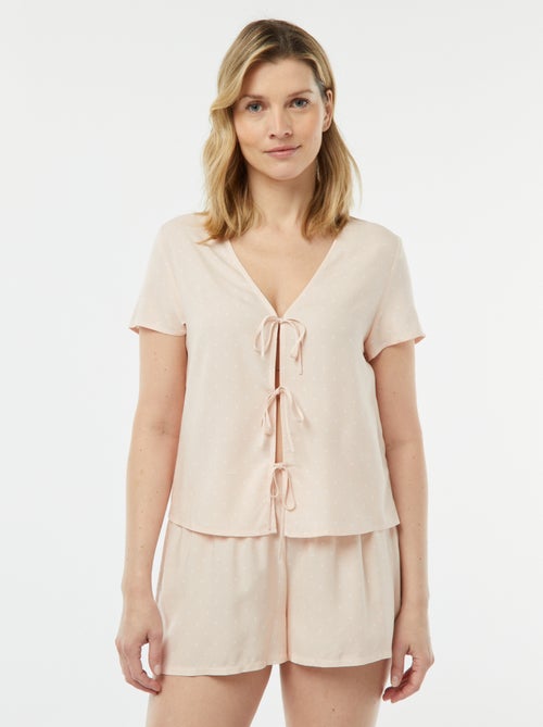 Tweedelige korte pyjama met geknoopt T-shirt - Kiabi
