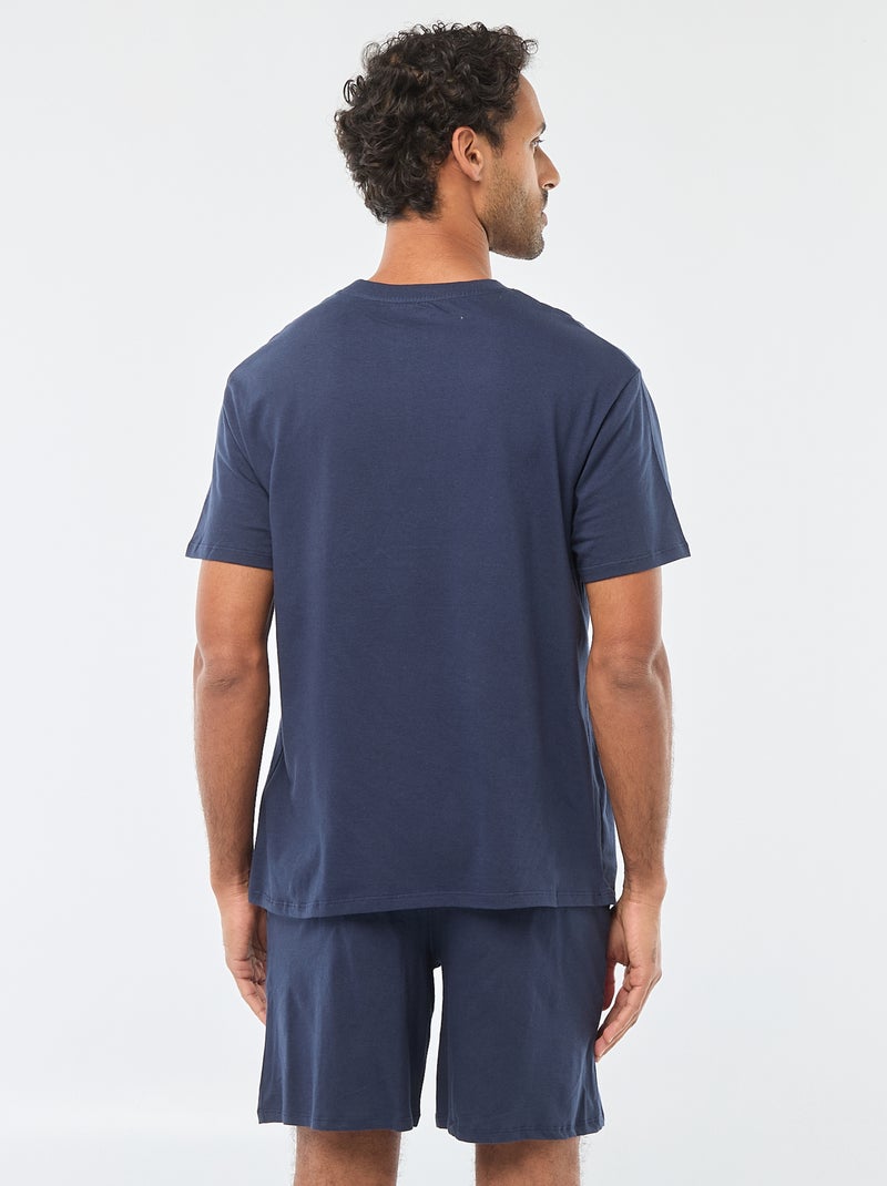 Tweedelige, korte pyjama met T-shirt + short - 2-delig Blauw - Kiabi