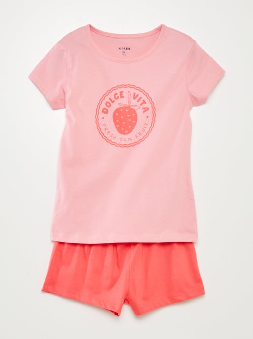 Tweedelige, korte pyjama met T-shirt + short - 2-delig - Kiabi