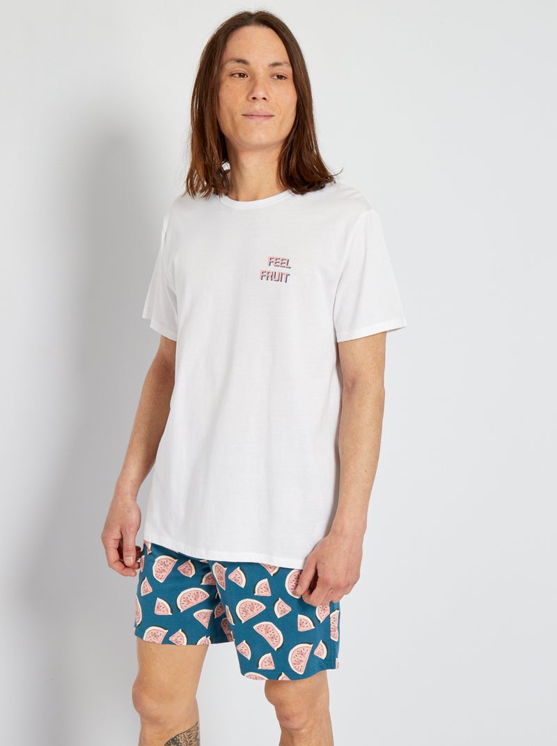 Tweedelige, korte pyjama met watermeloen BLAUW - Kiabi