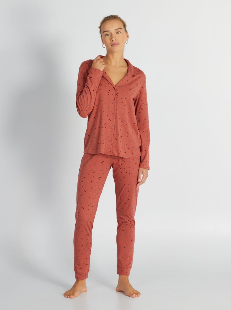 Tweedelige, lange pyjama - 2-delig ROOD - Kiabi