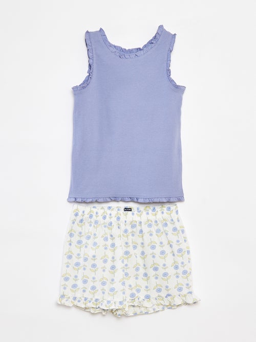 Tweedelige pyjama - Mouwloze top + short met print - Kiabi