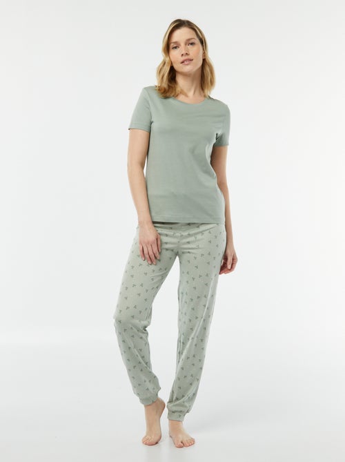 Tweedelige pyjama - T-shirt + broek met print - Kiabi