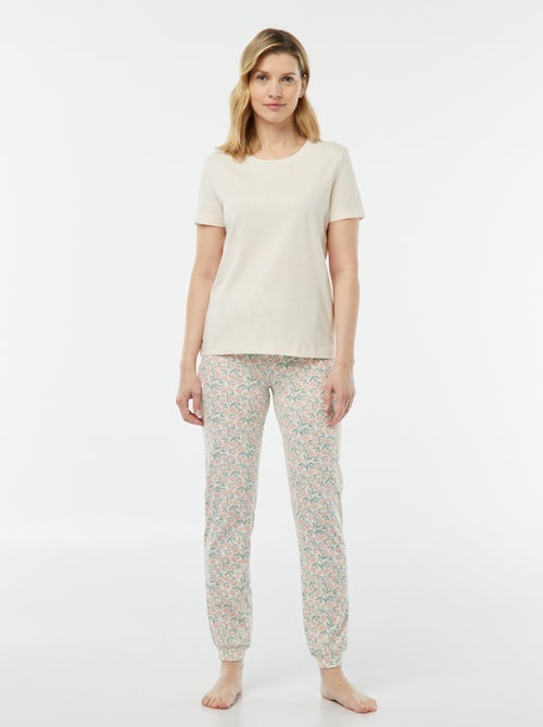 Tweedelige pyjama - T-shirt + broek met print - Kiabi