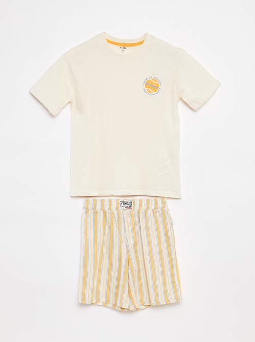 Tweedelige pyjama - T-shirt + short met strepen - Kiabi