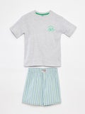 Tweedelige pyjama - T-shirt + short met strepen GRIJS - Kiabi