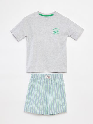Tweedelige pyjama - T-shirt + short met strepen