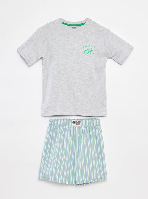 Tweedelige pyjama - T-shirt + short met strepen - Kiabi