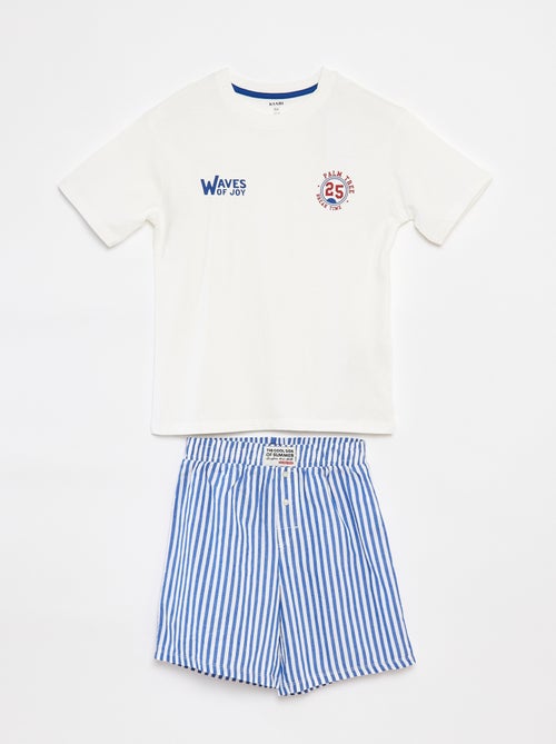 Tweedelige pyjama - T-shirt + short met strepen - Kiabi