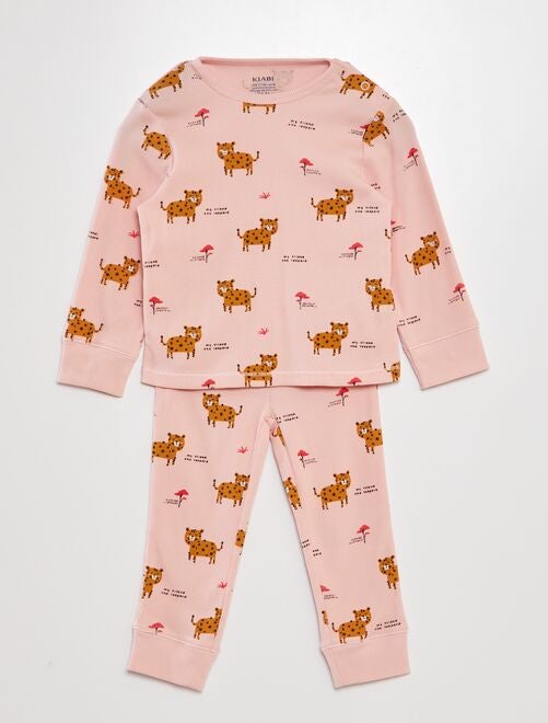 Tweedelige pyjama met ribbeltextuur - 2-delig - Kiabi