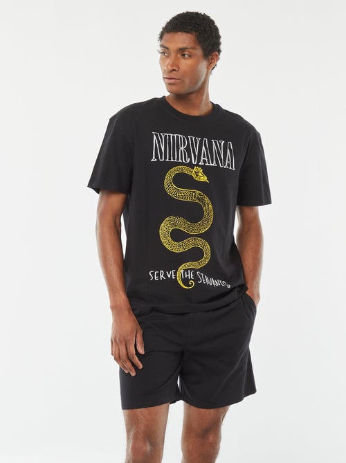 Tweedelige pyjama met short + T-shirt met Nirvana-print - 2-delig - Kiabi