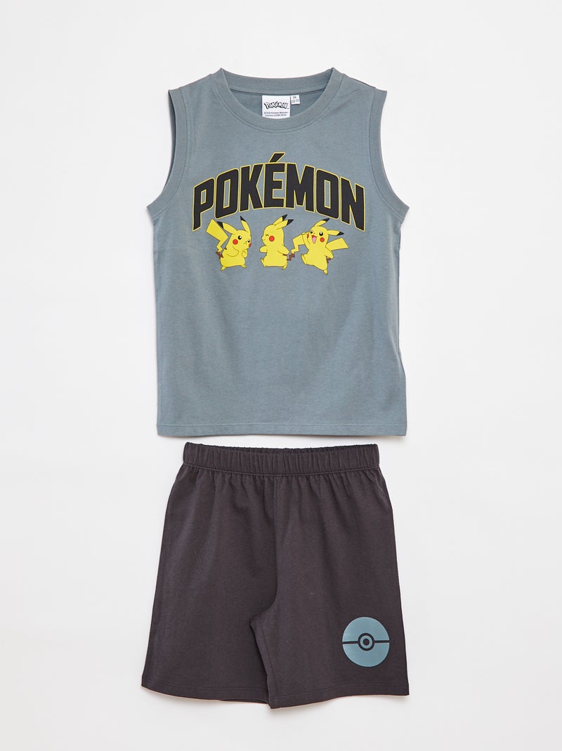 Tweedelige pyjama met short + T-shirt met Pokemon/Pikachu-print - 2-delig BLAUW - Kiabi