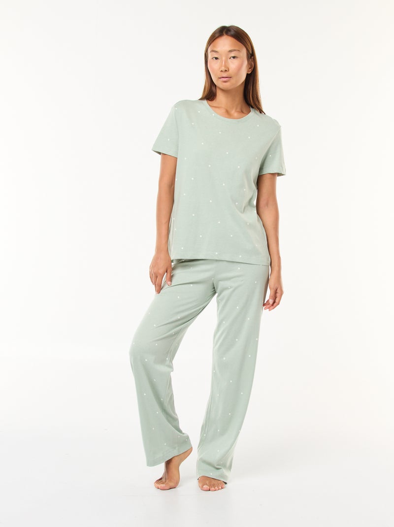 Tweedelige pyjama met T-shirt + broek - 2-delig Groen - Kiabi