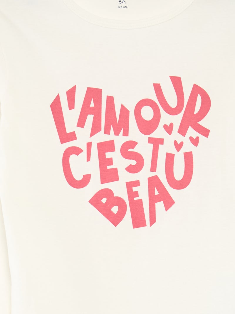 Tweedelige pyjama met T-shirt + broek - 2-delig Wit - Kiabi