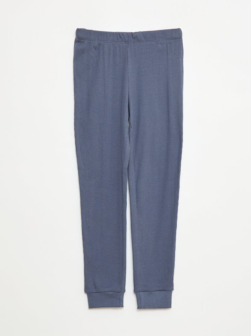 Tweedelige pyjama met T-shirt + broek met ribbeltextuur - 2-delig Grijs - Kiabi