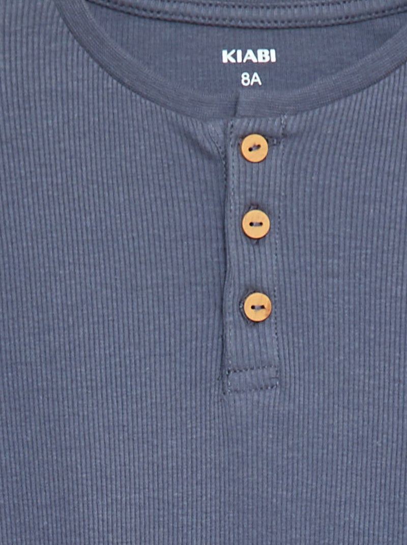 Tweedelige pyjama met T-shirt + broek met ribbeltextuur - 2-delig Grijs - Kiabi