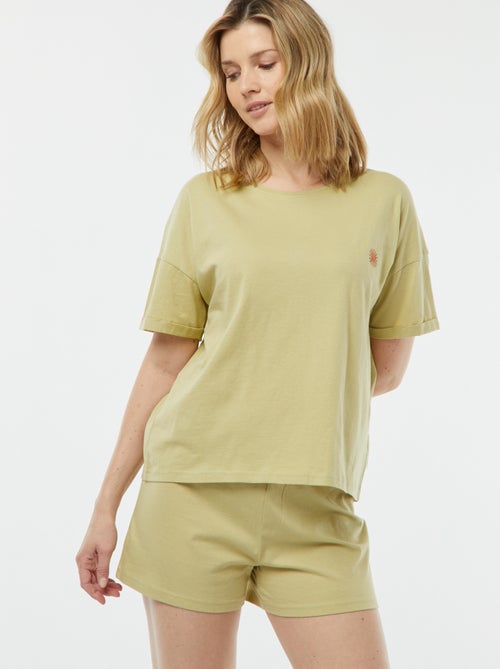 Tweedelige pyjama | T-shirt + short in minimalistische stijl - Kiabi
