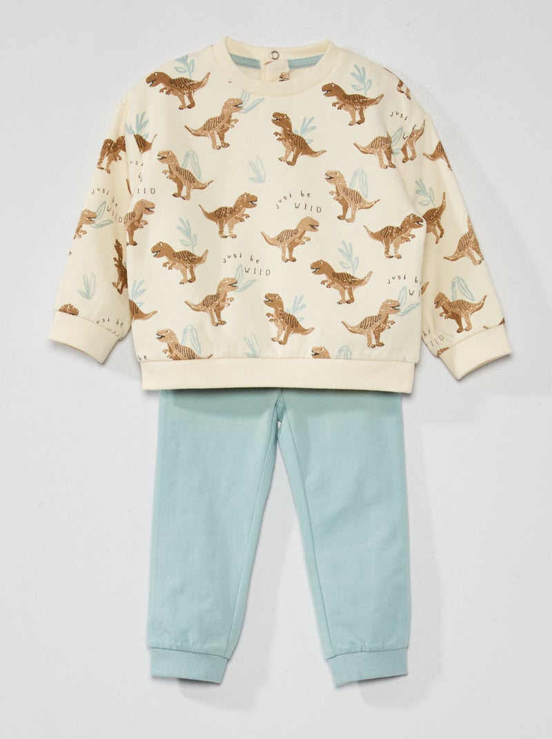 Tweedelige pyjama van joggingstof WIT - Kiabi