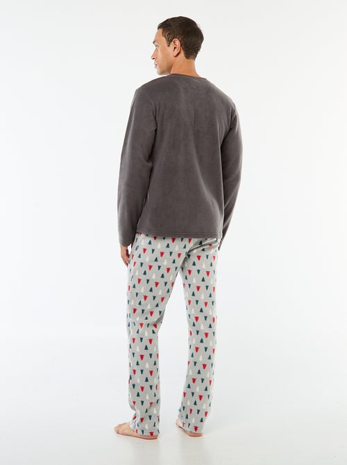 Tweedelige pyjama van microfleece met dennenboomprint - Kiabi