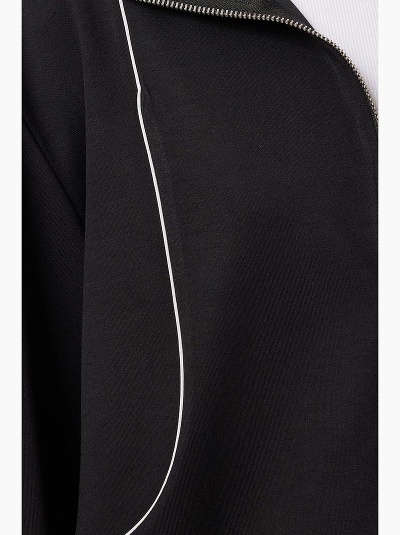 Tweedelige set met sweatshirt met rits en jogger met contrasterende biesdetails istanbul Zwart - Kiabi