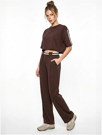 Tweedelige set met t-shirt met ronde hals en wijde broek lucci