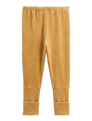 Tweedelige velours pyjama voor kinderen met zwanenprint en oprolbare voetjes.