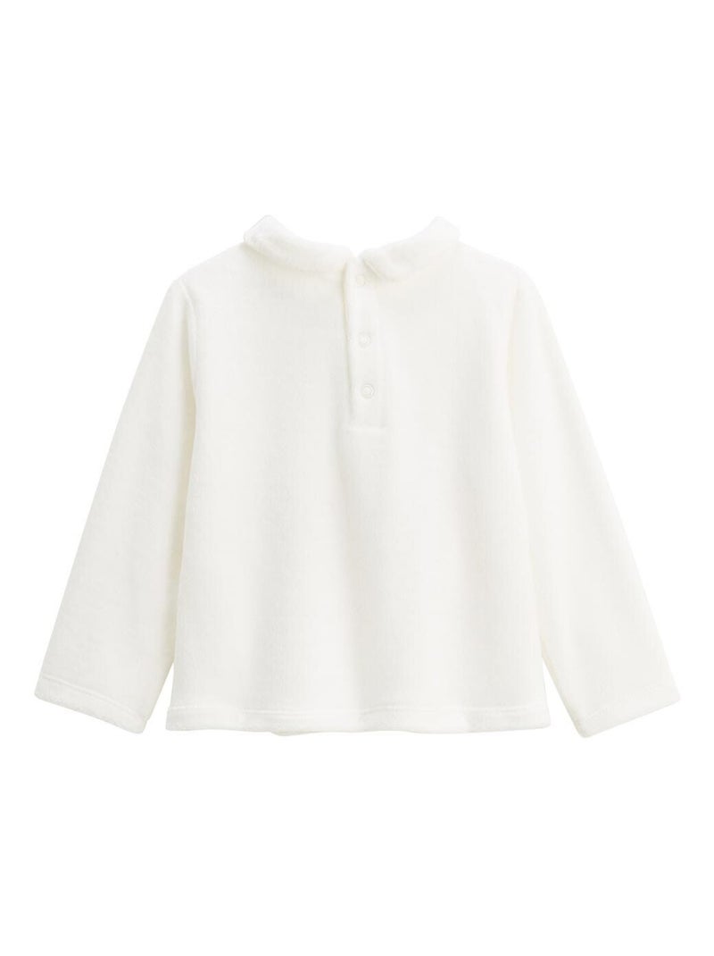Tweedelige velours pyjama voor kinderen met zwanenprint en oprolbare voetjes. Mosterd - Kiabi