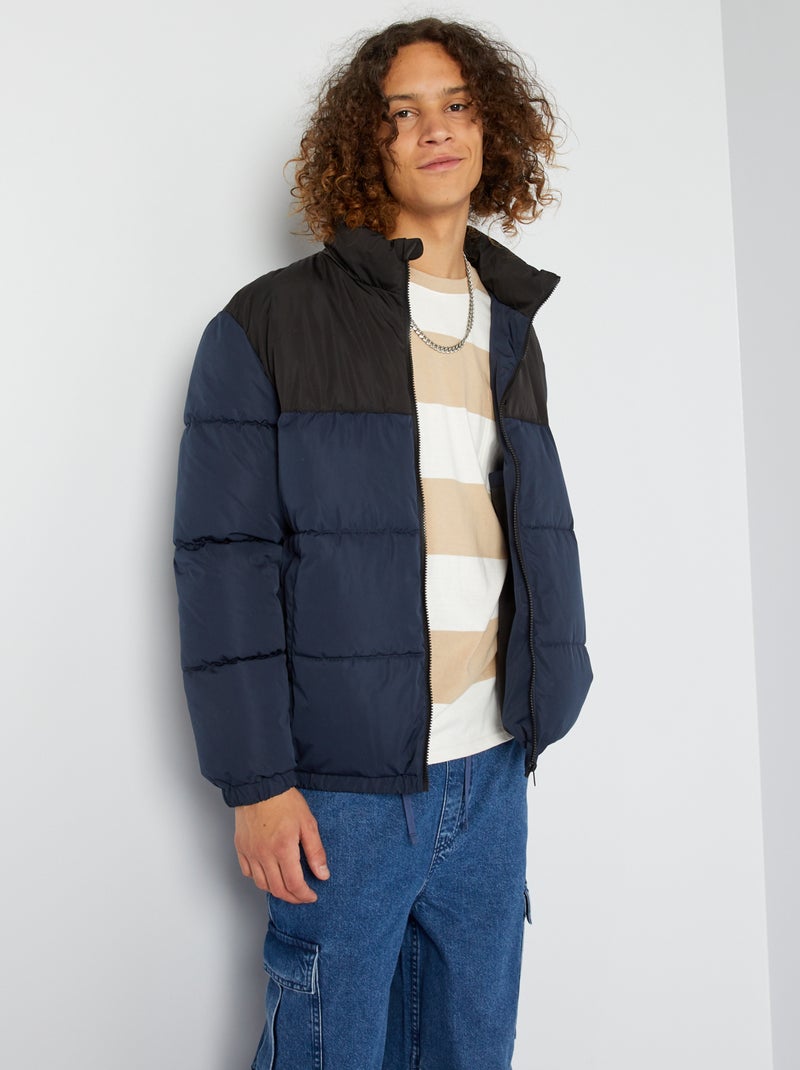 Tweekleurig gewatteerd donsjack BLAUW - Kiabi