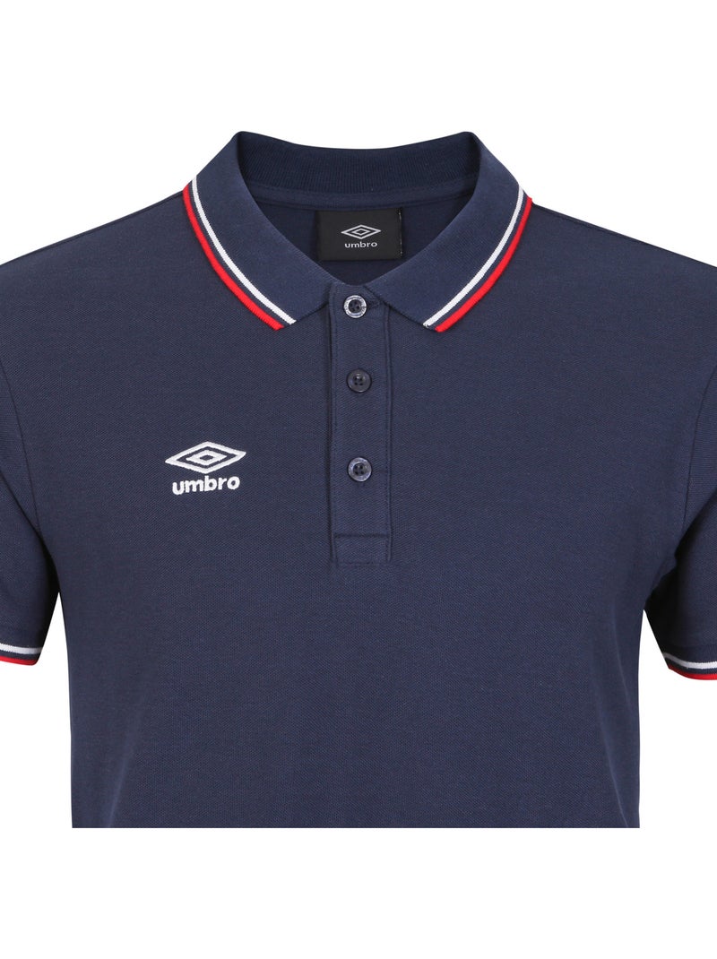 Tweekleurig herenpoloshirt van piquékatoen met geborduurd logo 806450 Blauw - Kiabi