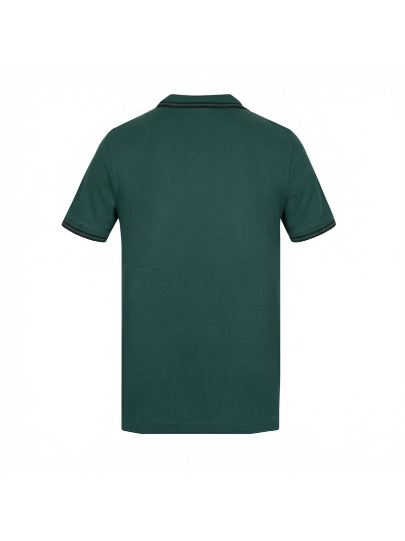 Tweekleurig herenpoloshirt van piquékatoen met geborduurd logo 806450 Groen - Kiabi